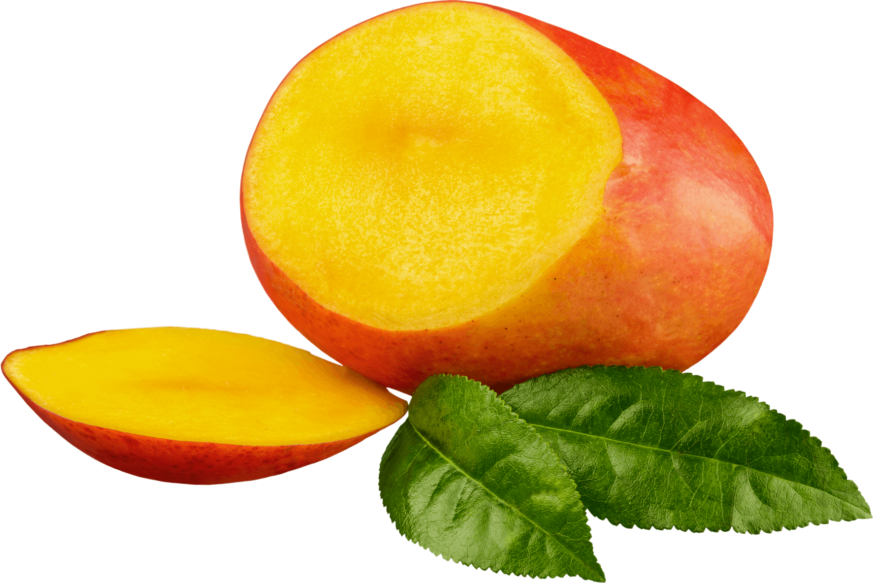 Sliced Mango and Leaves